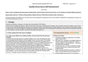 Quality Governance Self-Assessment TB2012.80   Appendix 1