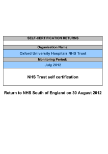 NHS Trust self certification Oxford University Hospitals NHS Trust July 2012