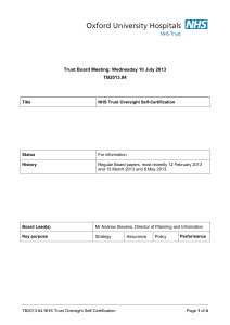 Trust Board Meeting: Wednesday 10 July 2013 TB2013.84