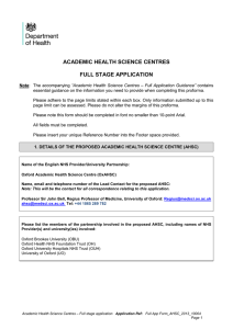 ACADEMIC HEALTH SCIENCE CENTRES FULL STAGE APPLICATION