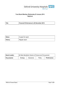 Trust Board Meeting: Wednesday 22 January 2014 TB2014.8 Title