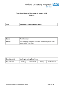 Trust Board Meeting: Wednesday 22 January 2014 TB2014.9 Title