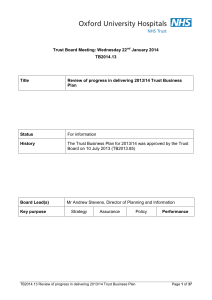 Trust Board Meeting: Wednesday 22 January 2014 TB2014.13