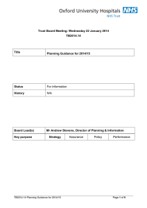 Trust Board Meeting: Wednesday 22 January 2014 TB2014.14 Title