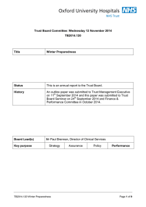 Trust Board Committee: Wednesday 12 November 2014 TB2014.120 Title