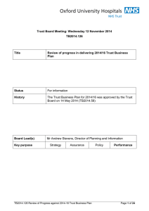 Trust Board Meeting: Wednesday 12 November 2014 TB2014.126 Title