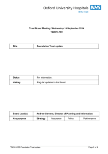 Trust Board Meeting: Wednesday 10 September 2014 TB2014.100 Title
