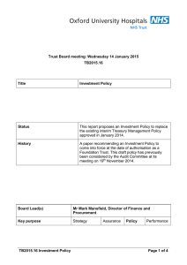 Trust Board meeting: Wednesday 14 January 2015 TB2015.16 Title