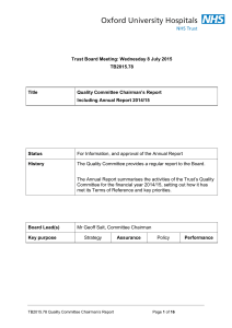 Trust Board Meeting: Wednesday 8 July 2015 TB2015.78 Title