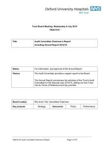 Trust Board Meeting: Wednesday 8 July 2015 TB2015.87 Committee Chairman’s Report