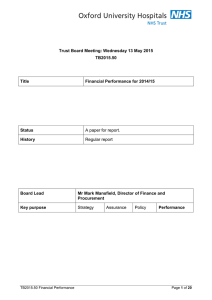 A paper for report. Trust Board Meeting: Wednesday 13 May 2015 TB2015.50