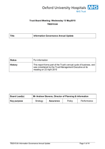 Trust Board Meeting: Wednesday 13 May2015 TB2015.64 Title