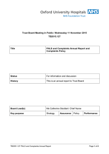 Trust Board Meeting in Public: Wednesday 11 November 2015 TB2015.127 Title