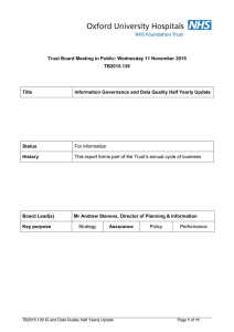 Trust Board Meeting in Public: Wednesday 11 November 2015 TB2015.139 Title