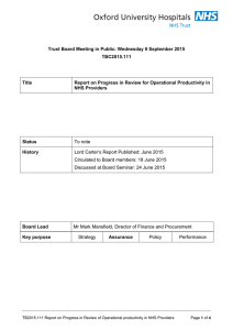 Trust Board Meeting in Public: Wednesday 9 September 2015 TBC2015.111 Title