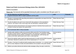 Patient and Public Involvement Strategy Action Plan, 2016-2019
