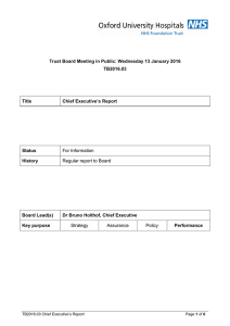 For Information Trust Board Meeting in Public: Wednesday 13 January 2016 TB2016.03