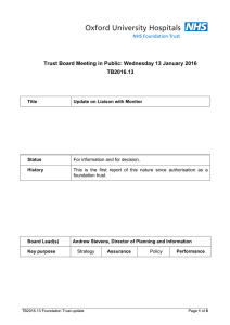 Trust Board Meeting in Public: Wednesday 13 January 2016 TB2016.13
