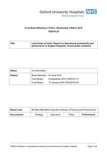 Trust Board Meeting in Public: Wednesday 9 March 2016 TB2016.29 Title