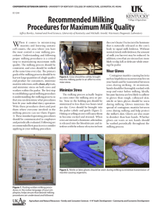 Recommended Milking Procedures for Maximum Milk Quality