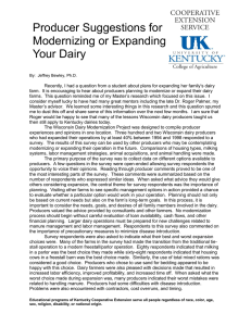 Producer Suggestions for Modernizing or Expanding Your Dairy