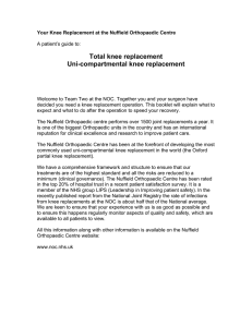 Total knee replacement Uni-compartmental knee replacement