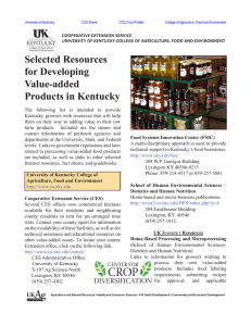 Selected Resources for Developing Value-added Products in Kentucky