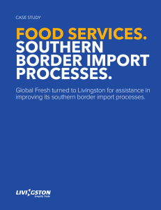 FOOD SERVICES. SOUTHERN BORDER IMPORT PROCESSES.