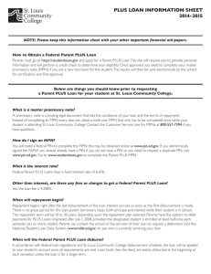 PLUS LOAN INFORMATION SHEET 2014-2015