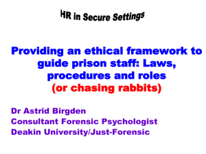 Providing an ethical framework to guide prison staff: Laws, procedures and roles