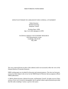 NBER WORKING PAPER SERIES EFFECTS OF WEIGHT ON ADOLESCENT EDUCATIONAL ATTAINMENT