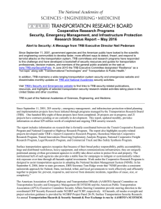 Cooperative Research Programs Security, Emergency Management, and Infrastructure Protection