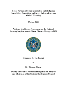 House Permanent Select Committee on Intelligence Global Warming