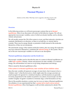 Thermal Physics 1 Physics 53