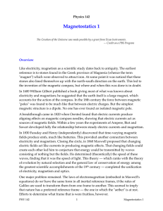 Magnetostatics 1 Physics 142