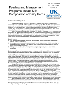 Feeding and Management Programs Impact Milk Composition of Dairy Herds