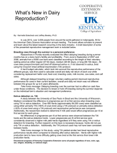 What’s New in Dairy Reproduction?