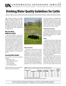 Drinking Water Quality Guidelines for Cattle