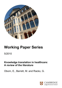 Working Paper Series  5/2010 Oborn, E., Barrett, M. and Racko, G.