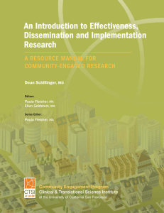 An Introduction to Effectiveness, Dissemination and Implementation Research A RESOURCE MANUAL FOR