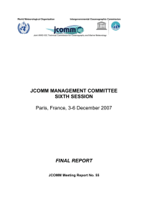 JCOMM MANAGEMENT COMMITTEE SIXTH SESSION Paris, France, 3-6 December 2007