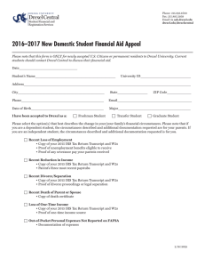 2016–2017 New Domestic Student Financial Aid Appeal