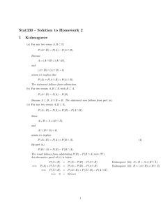 Stat330 - Solution to Homework 2 1 Kolmogorov
