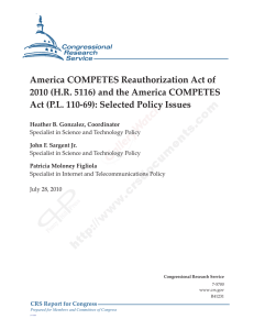 America COMPETES Reauthorization Act of Act (P.L. 110-69): Selected Policy Issues