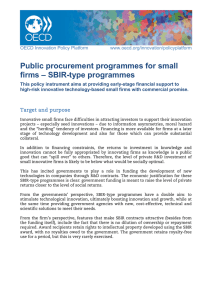 Public procurement programmes for small firms – SBIR-type programmes