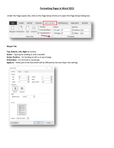 Formatting Pages in Word 2013  Margin Tab: