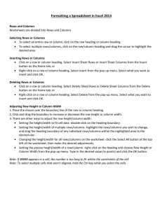 Formatting a Spreadsheet in Excel 2013