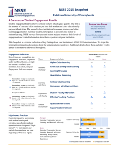 NSSE 2015 Snapshot A Summary of Student Engagement Results