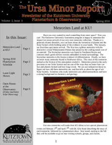 Meteorites Land at KU! In this Issue: