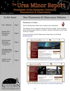 In this Issue: New Planetarium &amp; Observatory Websites Resistance is Futile …